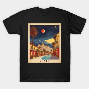 Costa del Sol Beach Starry Night Spain Travel Tourism Retro Vintage T-Shirt